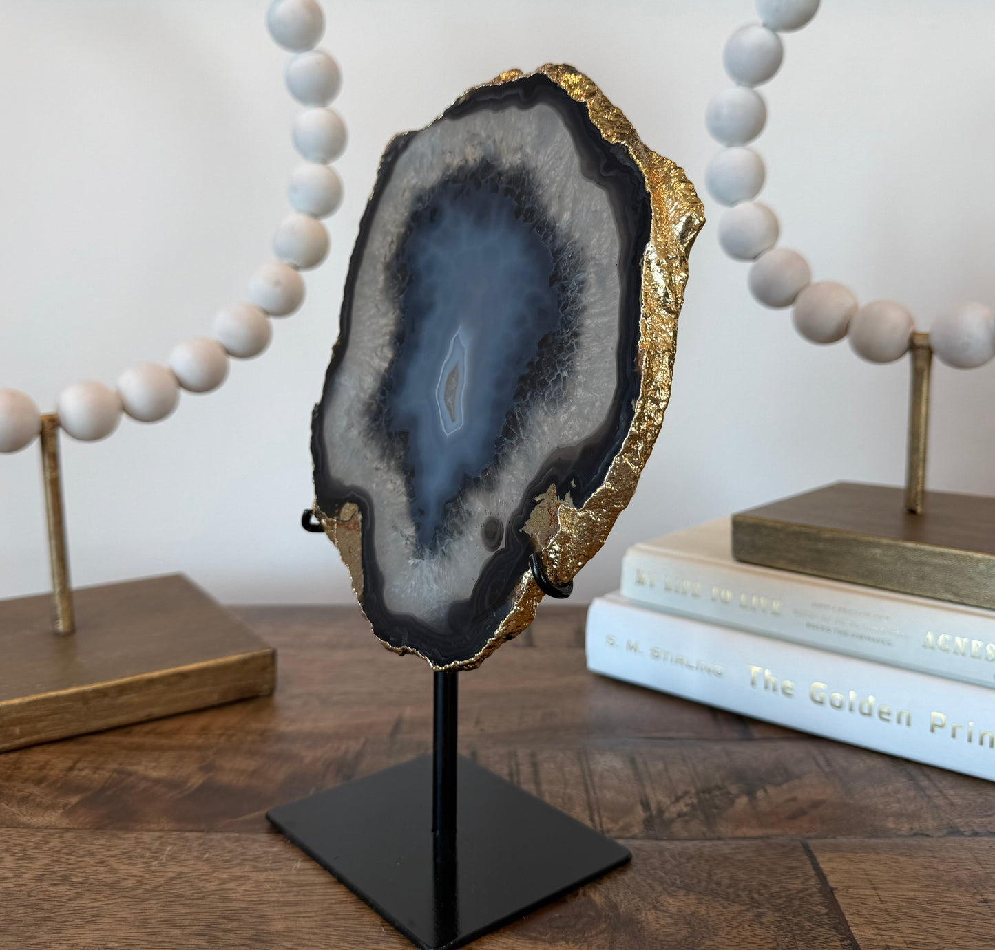 Milky Way Agate Slab with Gold Electroplating