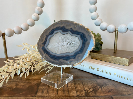 Natural Agate Slice on Stand - 7.25” x 5”