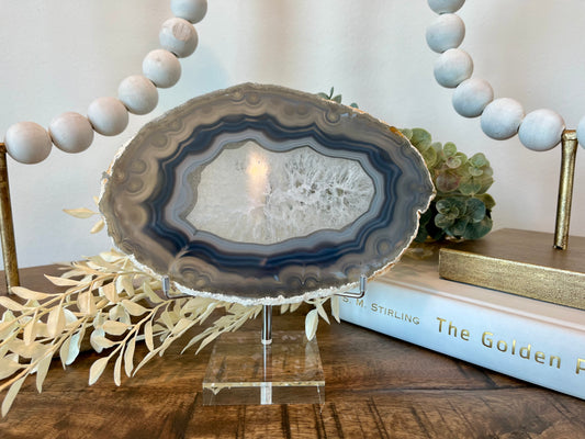 Natural Agate Slice on Stand - 7.25” x 5”