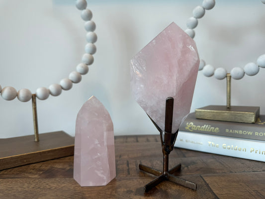 Rose Quartz Freeform and Tower Set