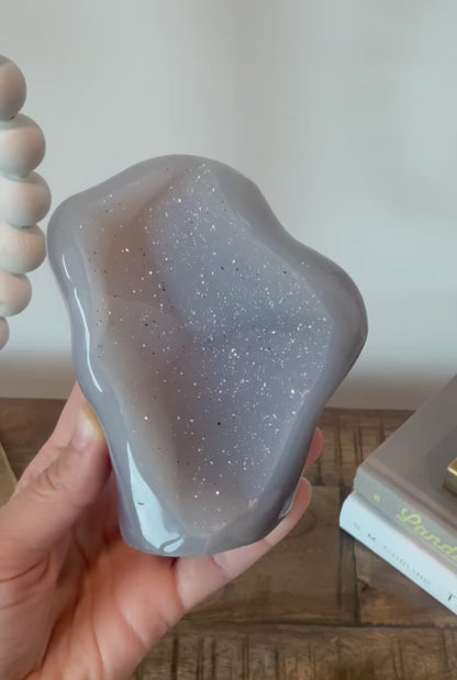 Hand-Carved Flowy Pastel Agate Mini Sculpture