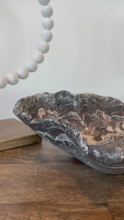 Espresso Swirl Onyx Calcite Wavy Statement Bowl