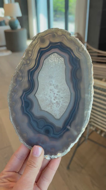 Natural Agate Slice on Stand - 6.75” x 4.5”