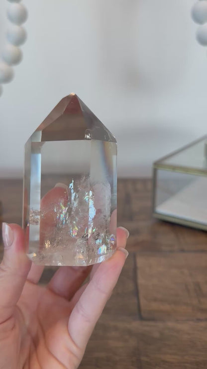 Light Smoky Quartz Tower with Rainbows and Phantom