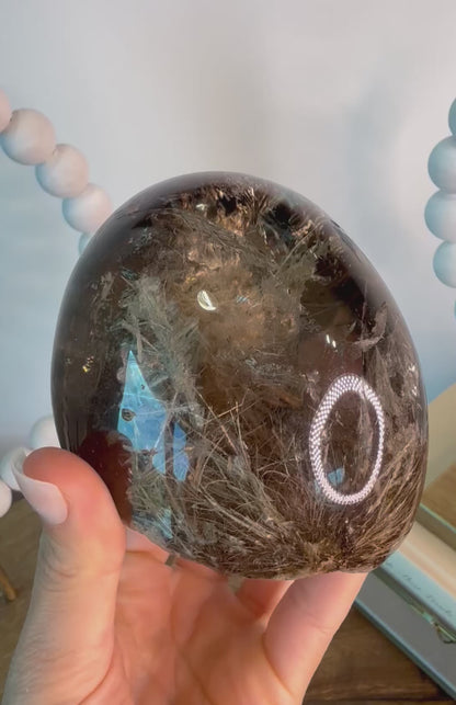 Smoky Garden Rutile Sphere with Natural Flat Base