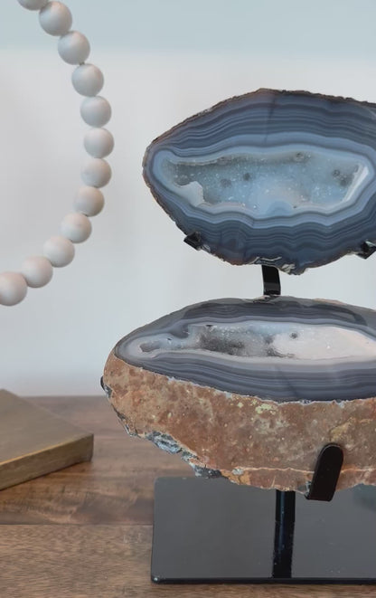 Blue Banded Agate Geode Jewelry Box