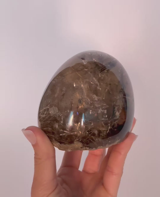 Smoky Garden Rutile Sphere with Natural Flat Base