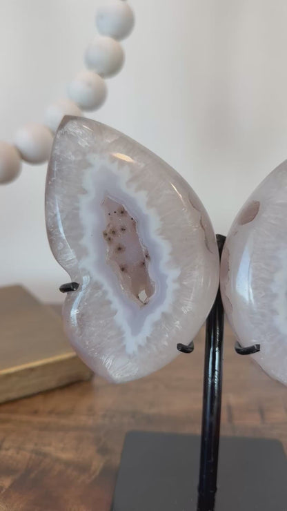 White and Lavender Agate Butterfly Wings