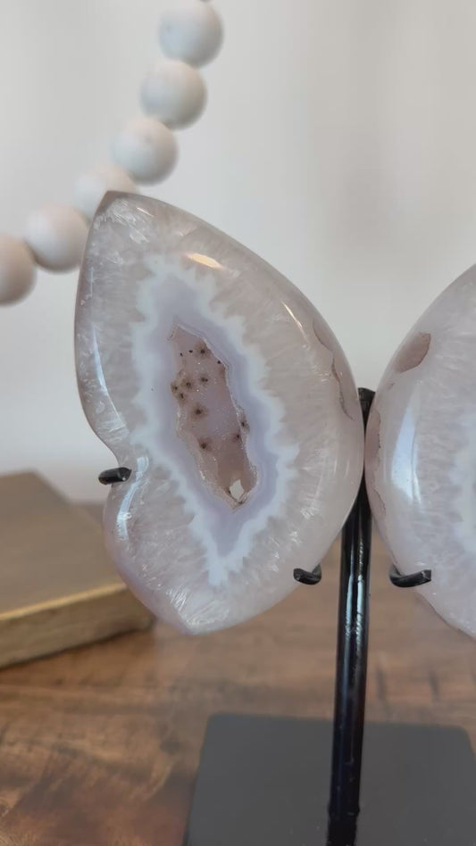 White and Lavender Agate Butterfly Wings