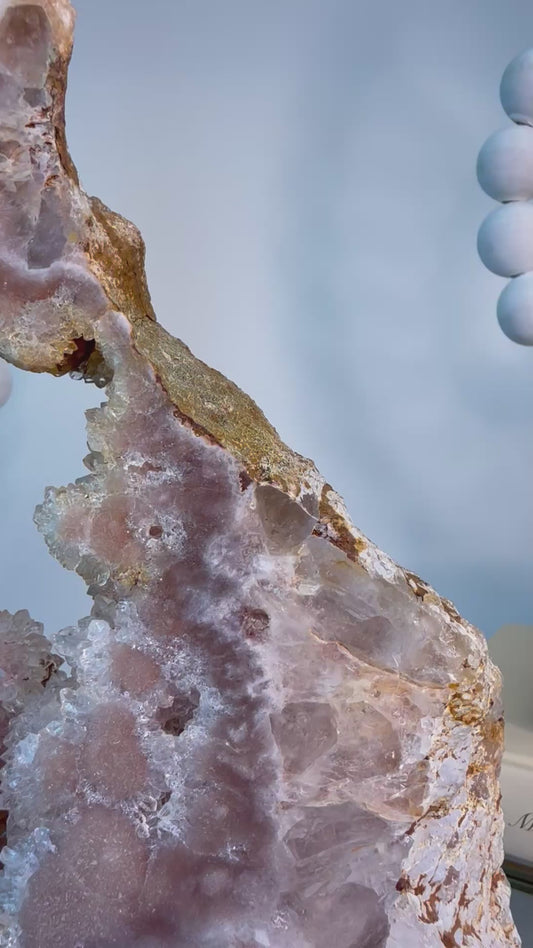 Pink Amethyst with Druzy Portal on Stand