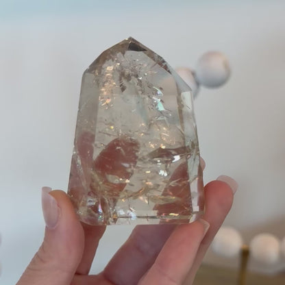 Natural Champagne Citrine Tower with Rainbows