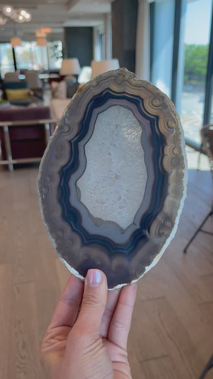 Natural Agate Slice on Stand - 7.25” x 5”