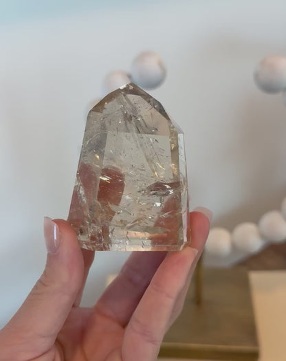 Natural Champagne Citrine Tower with Rainbows